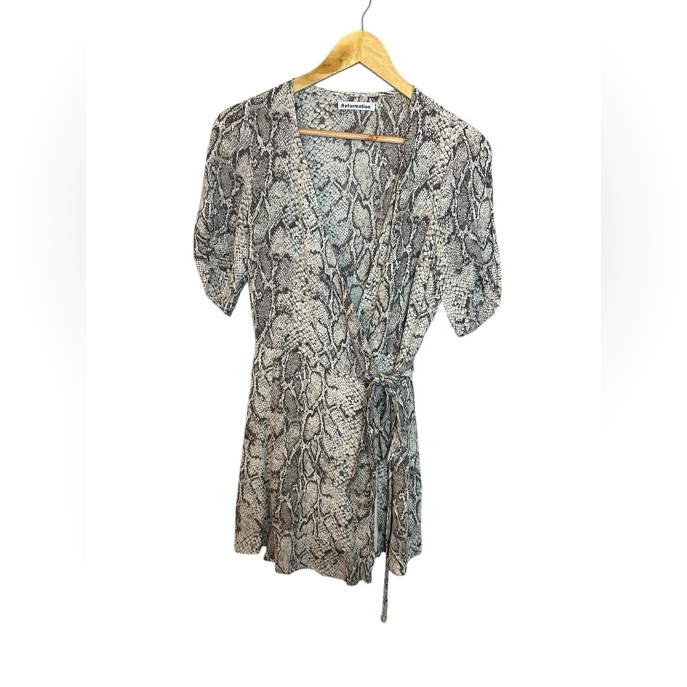 Reformation Monica Python Wrap Dress L - Picture 4 of 9